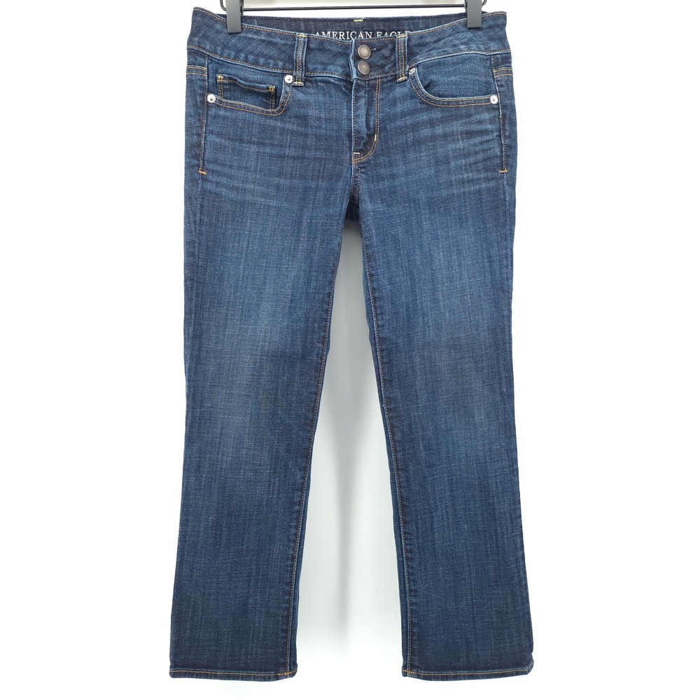 American Eagle Artist Crop Womens Jeans 4 Dark Blue‎ Stretch Denim Casual